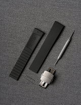 Black FKM rubber watch strap