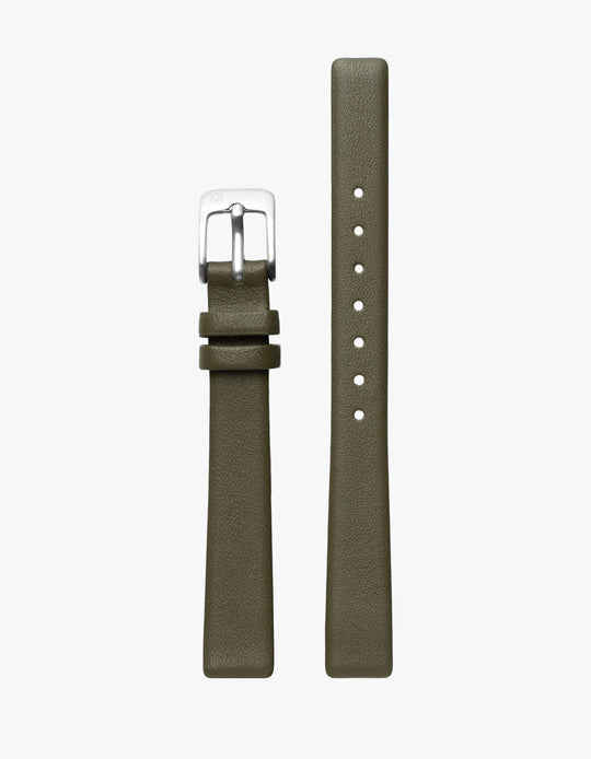 12mm Symmetria 올리브 가죽 스트랩 (실버)