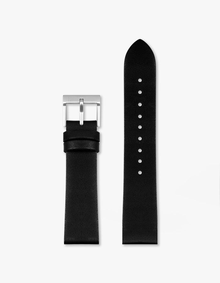 20mm MUS 블랙 가죽 스트랩 (실버)
